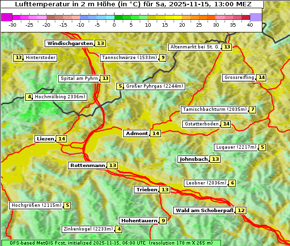 Temperatur, 15. 11. 2025