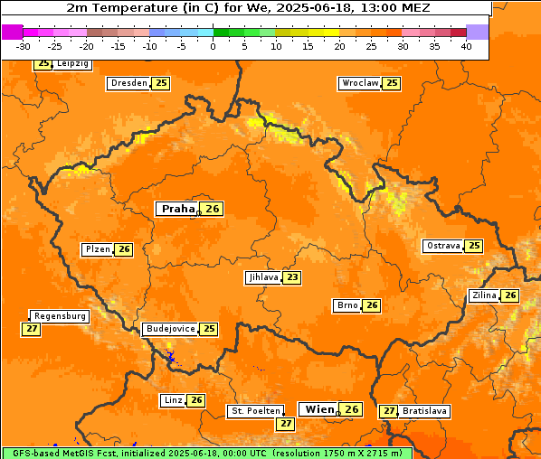 Temperatur, 18. 6. 2025