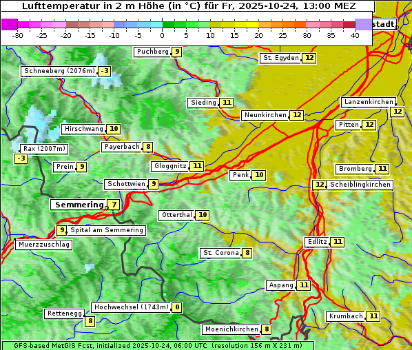 Temperatur, 24. 10. 2025