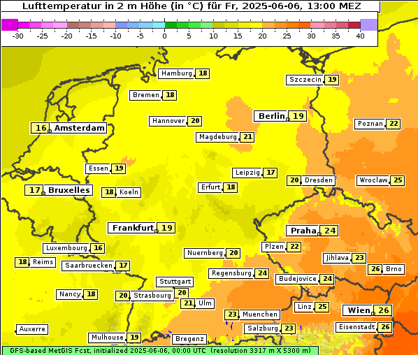 Temperatur, 6. 6. 2025