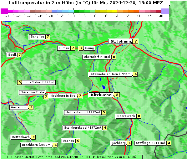 Temperatur, 30. 12. 2024