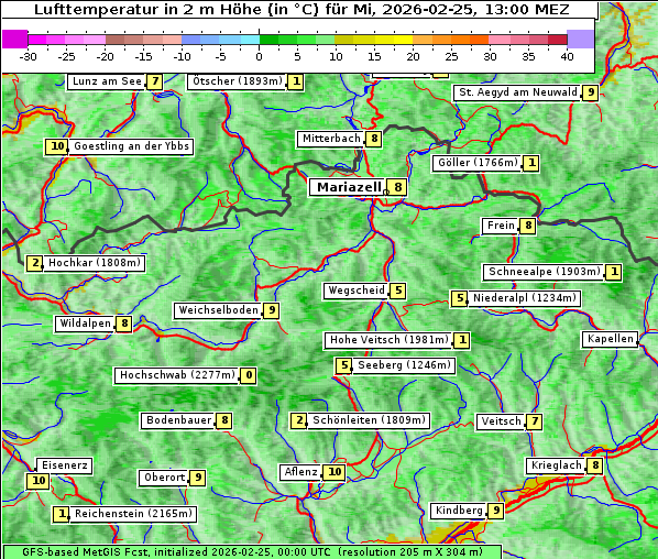 Temperatur, 25. 2. 2026