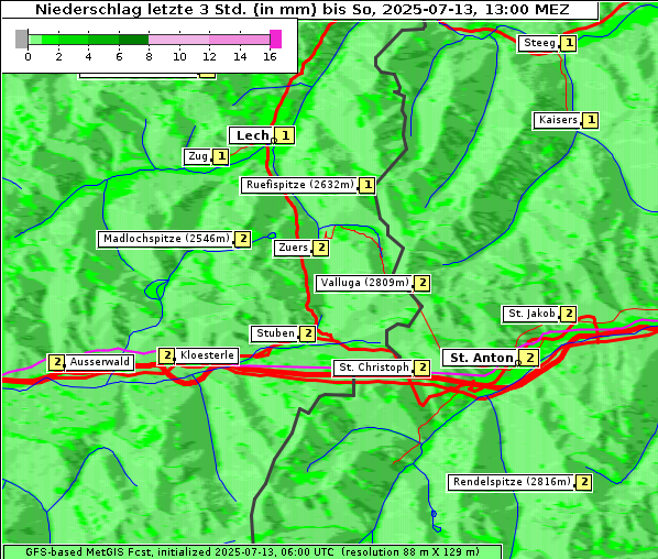 Niederschlag, 13. 7. 2025