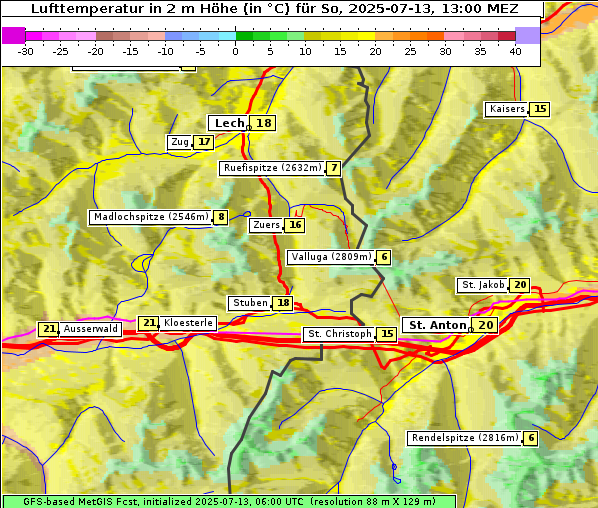 Temperatur, 13. 7. 2025