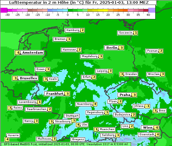 Temperatur, 3. 1. 2025