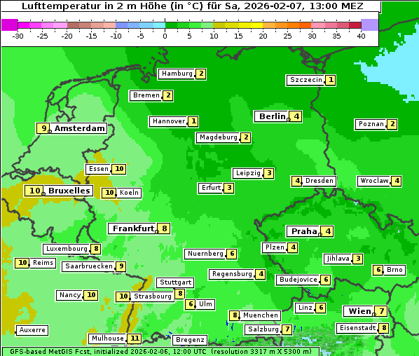 Temperatur, 7. 2. 2026