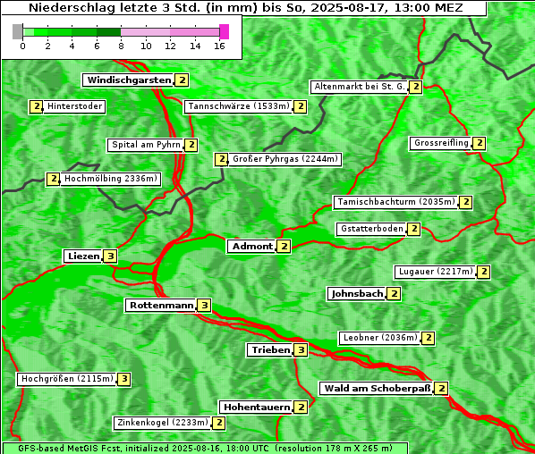 Niederschlag, 17. 8. 2025