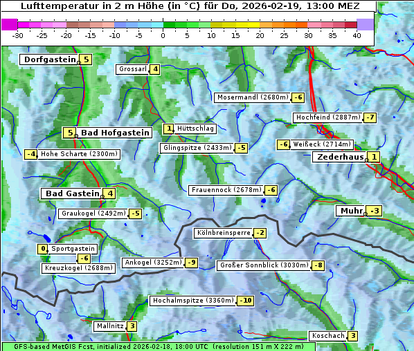 Temperatur, 19. 2. 2026