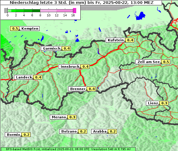 Niederschlag, 22. 8. 2025