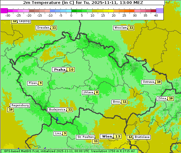 Temperatur, 11. 11. 2025