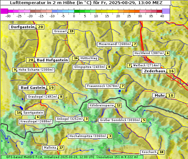 Temperatur, 29. 8. 2025