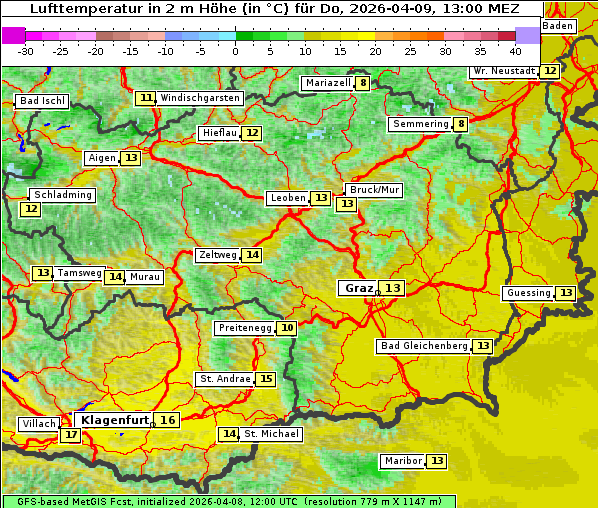 Temperatur, 9. 4. 2026