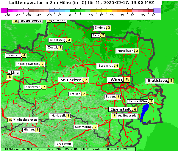 Temperatur, 17. 12. 2025