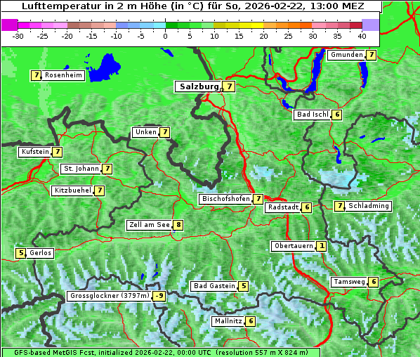 Temperatur, 22. 2. 2026