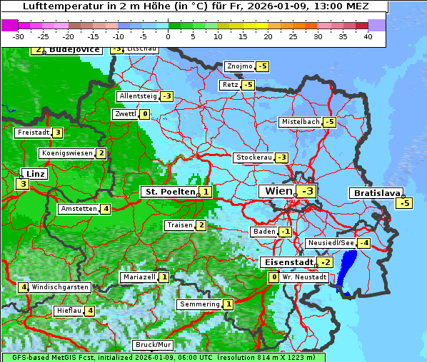 Temperatur, 9. 1. 2026