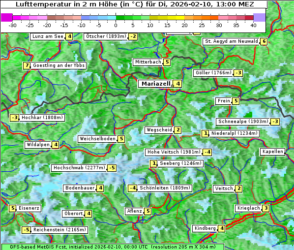 Temperatur, 10. 2. 2026