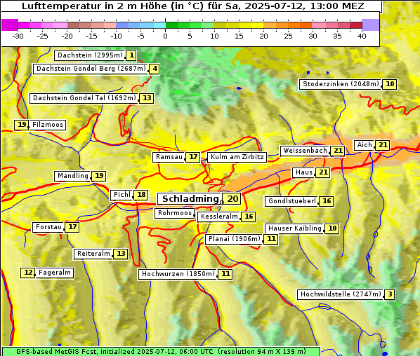 Temperatur, 12. 7. 2025