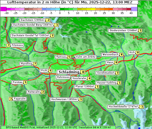 Temperatur, 22. 12. 2025