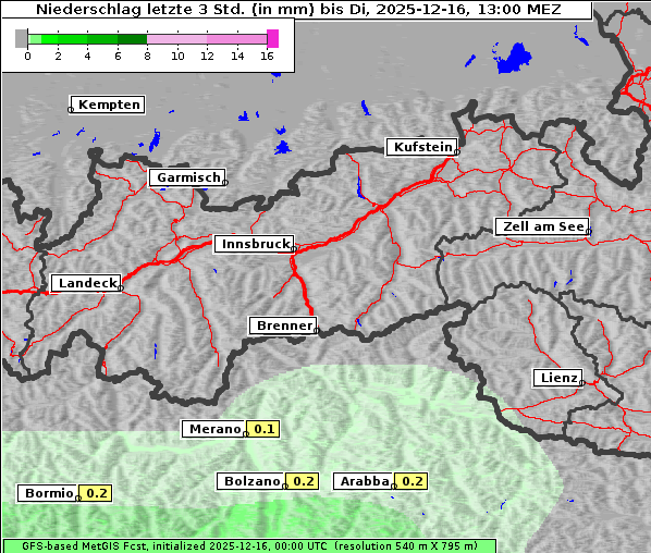 Niederschlag, 16. 12. 2025