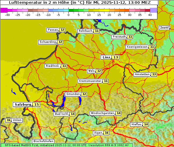 Temperatur, 12. 11. 2025