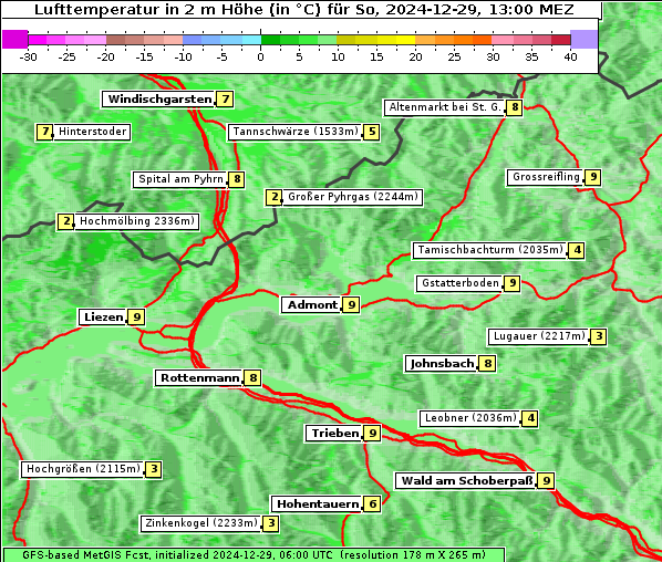 Temperatur, 29. 12. 2024