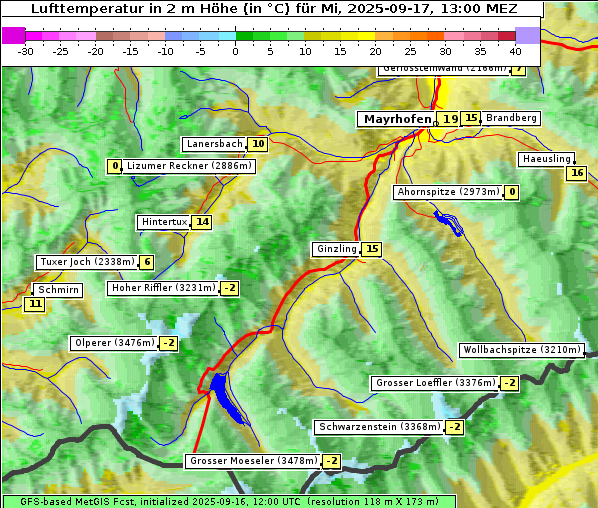 Temperatur, 17. 9. 2025