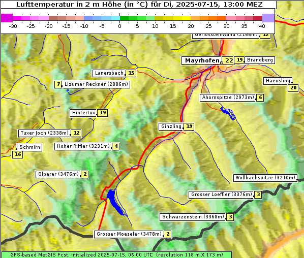 Temperatur, 15. 7. 2025