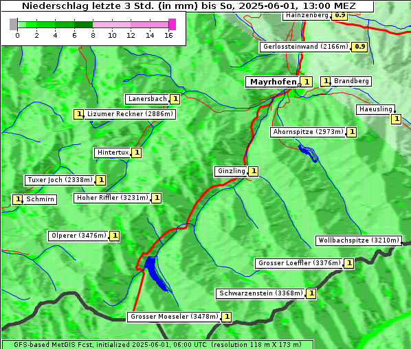 Niederschlag, 1. 6. 2025