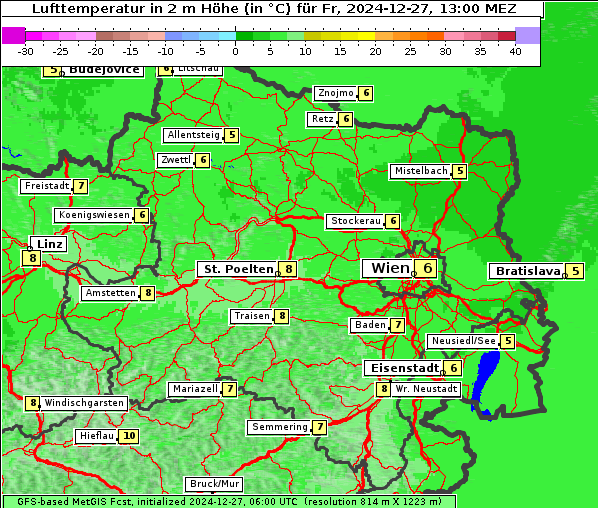 Temperatur, 27. 12. 2024