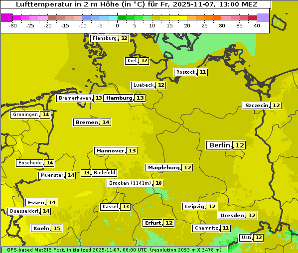 Temperatur, 7. 11. 2025
