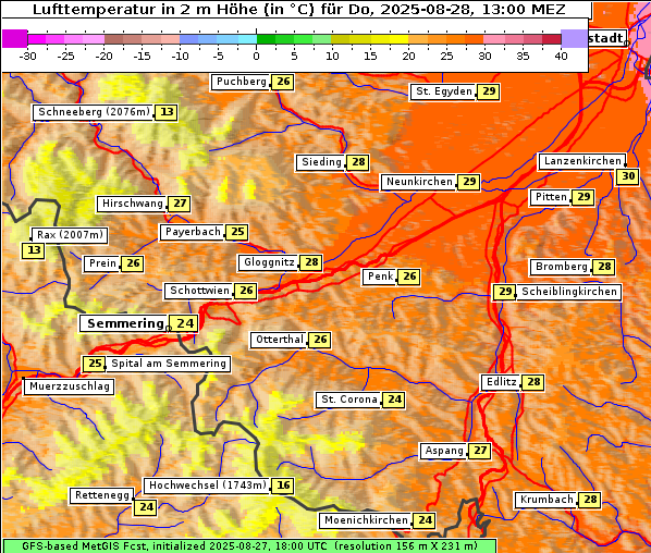 Temperatur, 28. 8. 2025