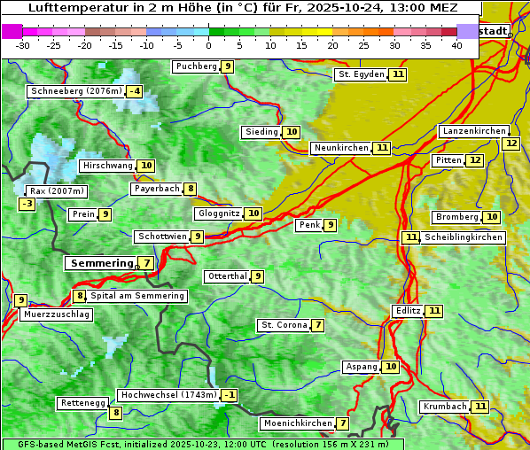 Temperatur, 24. 10. 2025
