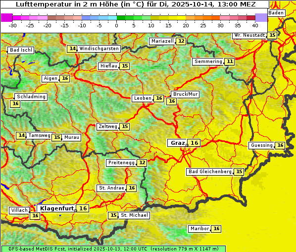 Temperatur, 14. 10. 2025