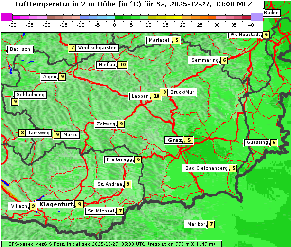 Temperatur, 27. 12. 2025