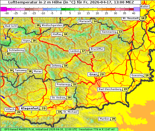 Temperatur, 17. 4. 2026