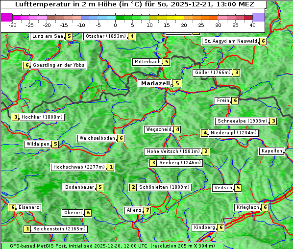 Temperatur, 21. 12. 2025