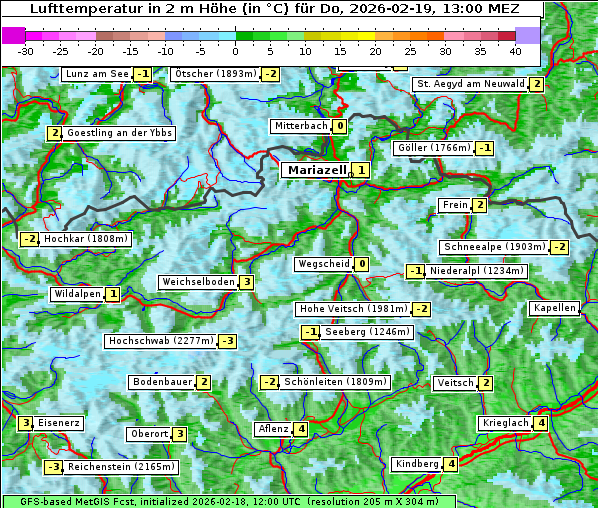 Temperatur, 19. 2. 2026
