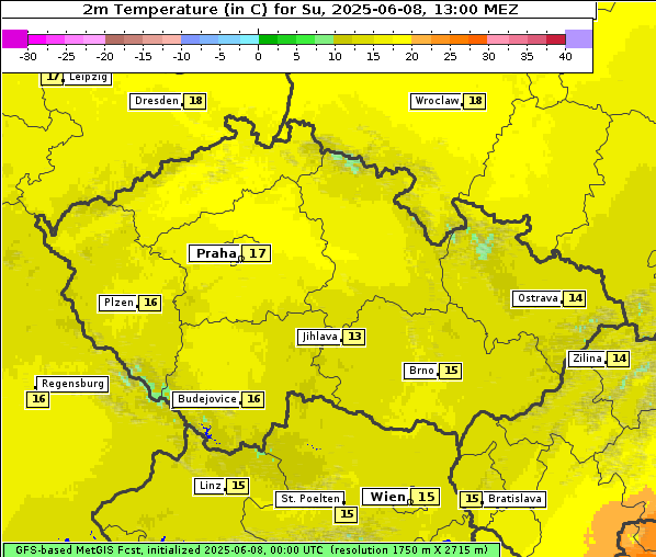Temperatur, 8. 6. 2025
