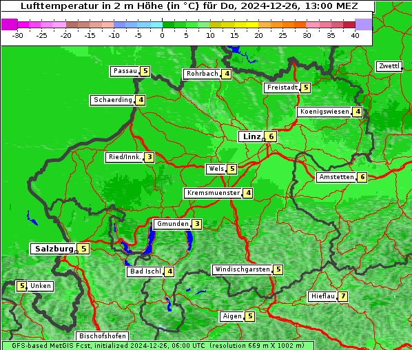 Temperatur, 26. 12. 2024