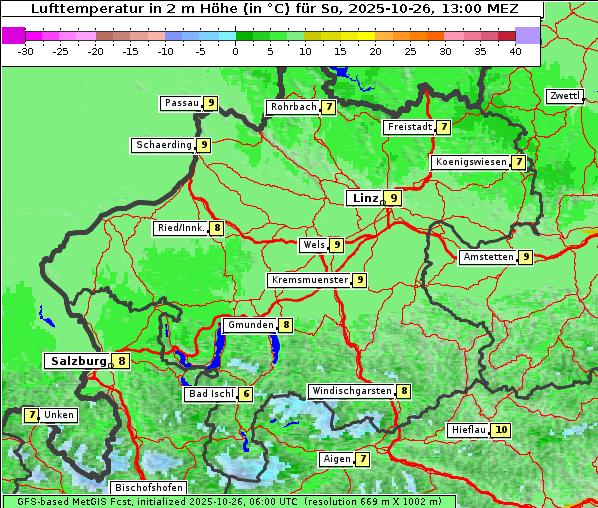 Temperatur, 26. 10. 2025