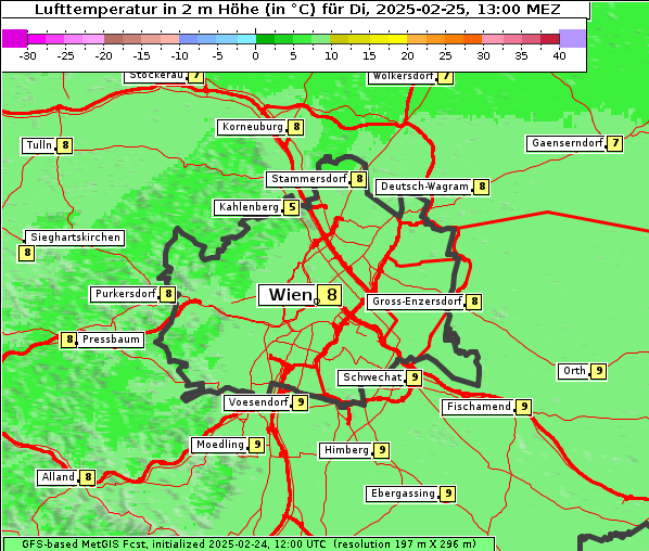 Temperatur, 25. 2. 2025