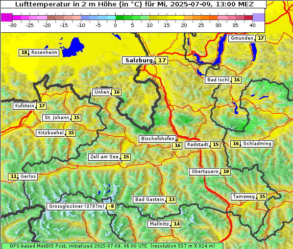 Temperatur, 9. 7. 2025