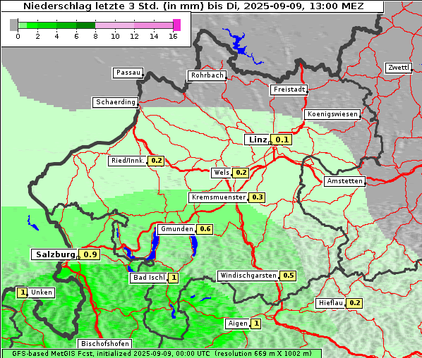 Niederschlag, 9. 9. 2025