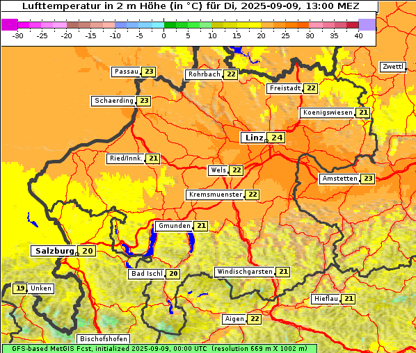 Temperatur, 9. 9. 2025