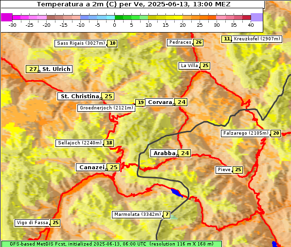 Temperatur, 13. 6. 2025