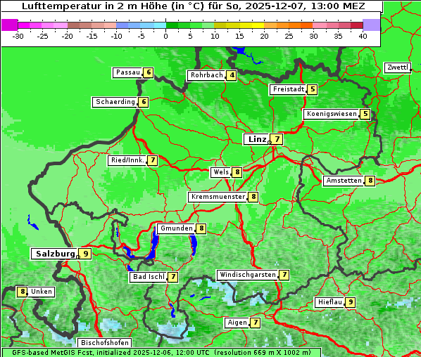 Temperatur, 7. 12. 2025