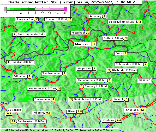 Niederschlag, 27. 7. 2025