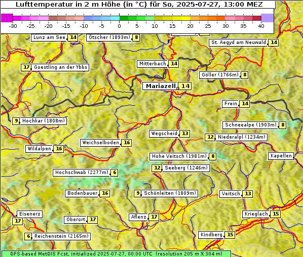 Temperatur, 27. 7. 2025