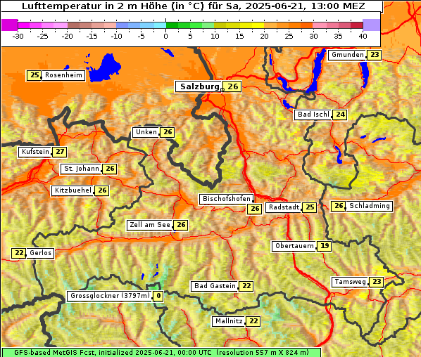 Temperatur, 21. 6. 2025