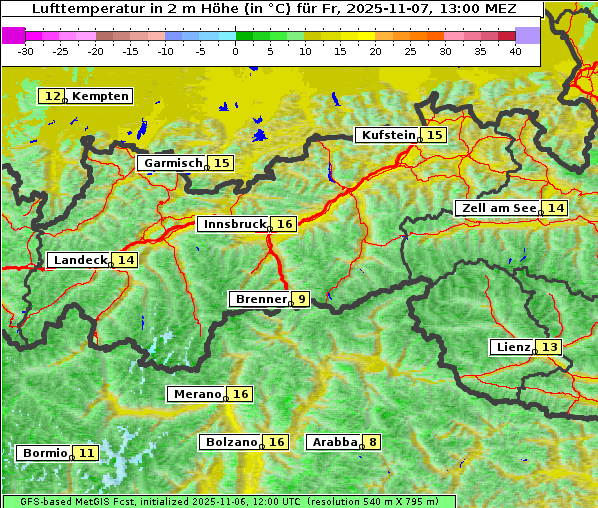 Temperatur, 7. 11. 2025